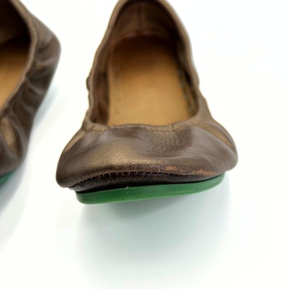 TIEKS Metallic Bronze & Turquoise Leather Foldable Ballet Flats Size 7 - Picture 3 of 16